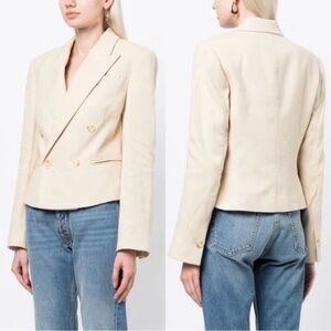 Women's Cream Double-Breasted Blazer